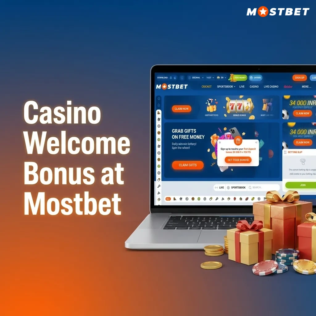 Mostbet promo banner: 125% casino welcome bonus up to 45,000 INR for new Indian players on first live casino deposit