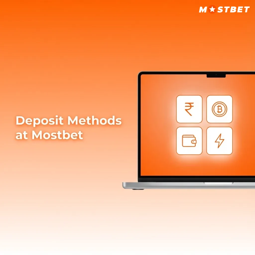 Mostbet deposit screen showing Indian rupee payment options like UPI, net banking, cards, and wallets