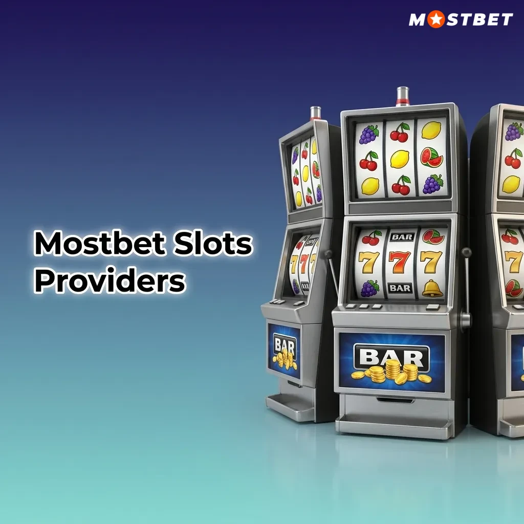 Mostbet slots screen showing logos of major providers and game counts like Pragmatic Play, NetEnt, Microgaming