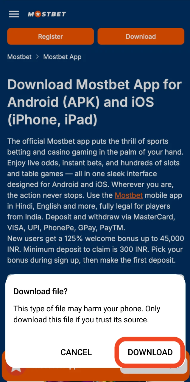 Agree to Download in the Pop-Up.